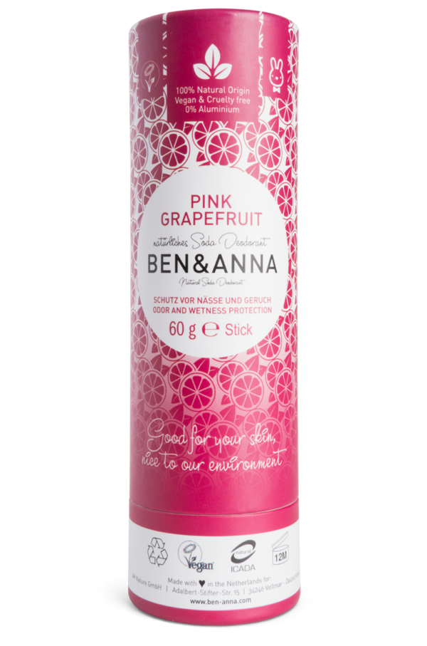 Ben & Anna Natural Deodorant Papertube- PInk Grapefruit - 60 gr