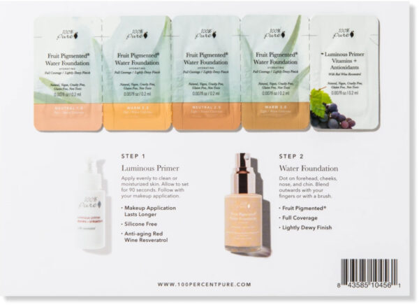 Fruit Pigmented® Full Coverage Water Foundation: SAMPLE PACKAGE - Fair/Light
