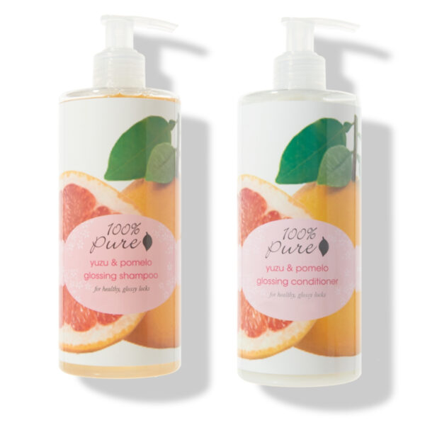 100% Pure Yuzu & Pomelo Glossing Shampoo & Conditioner- 2x 390 ml