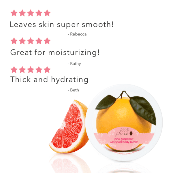 Pink Grapefruit body butter -Rikt økologisk bodybutter med duft av rosa grapefrukt. Smelter på huden og gir dyp fuktighet med velgjørende og naturlige ingredienser.