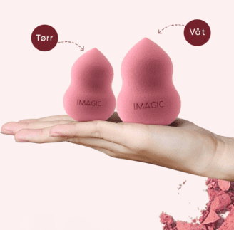 Tørr og våt rosa makeup svamp
