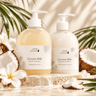 100% Pure Coconut Milk sjampo og Honey & Virgin Coconut balsam hårpleieduo